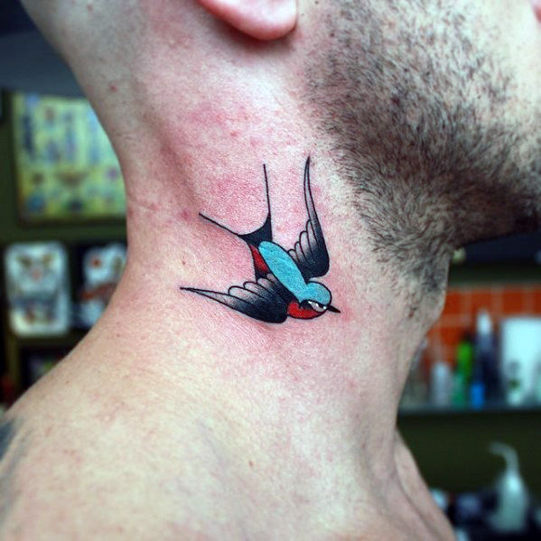 Swallows neck tattoo