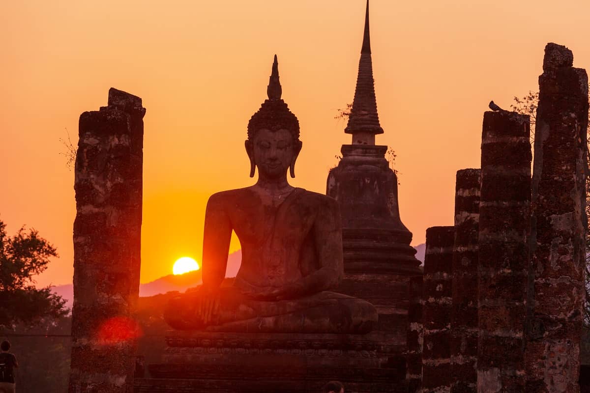 Buddhist Statue During Sunset