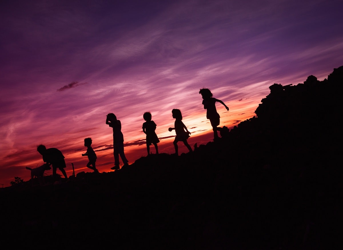 Children PLaying During Dusk