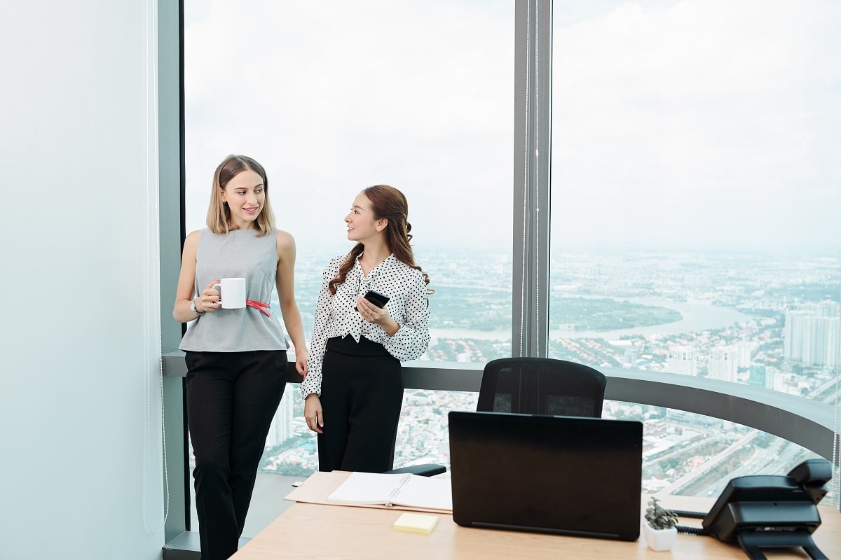 Gossiping female coworkers