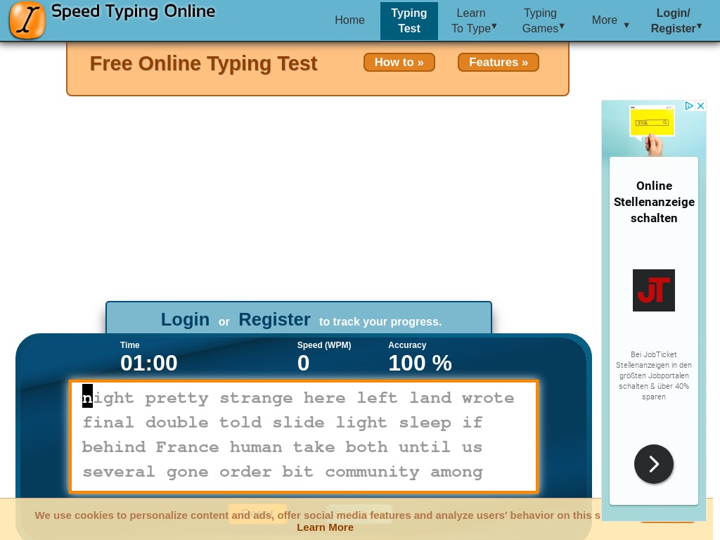 typing speed test online chat