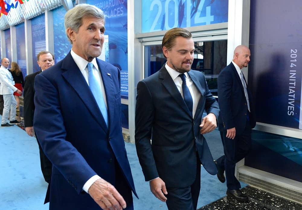 U.S. Secretary of State John Kerry and DiCaprio at the Our Ocean Conference at the U.S. Department of State in September 2016-min