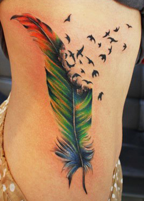 barn owl feather tattoo