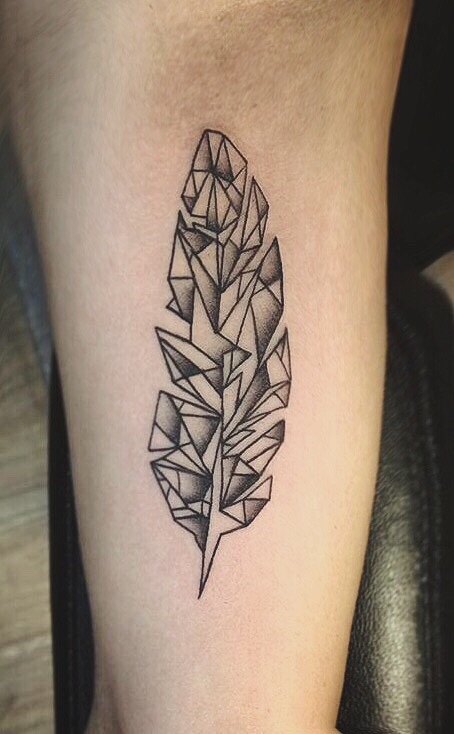 minimal geometric tattoos  Google Search  Feather tattoo design Feather  tattoos Tattoo designs men