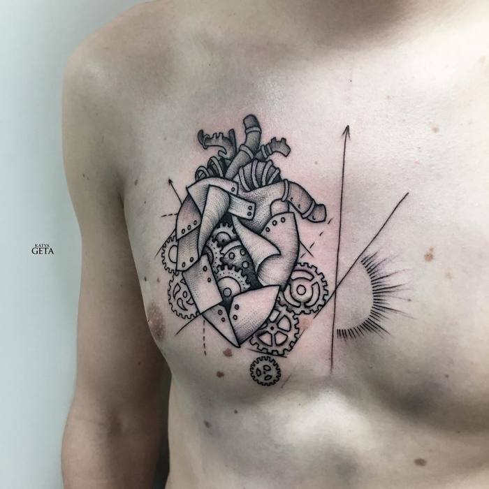 mechanical heart tattoo