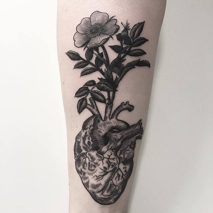 real heart and rose tattoo designs