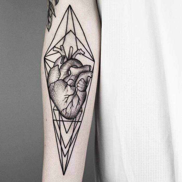 realistic heart tattoo design