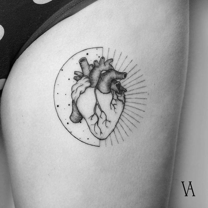 Human Heart Tattoos Black And White