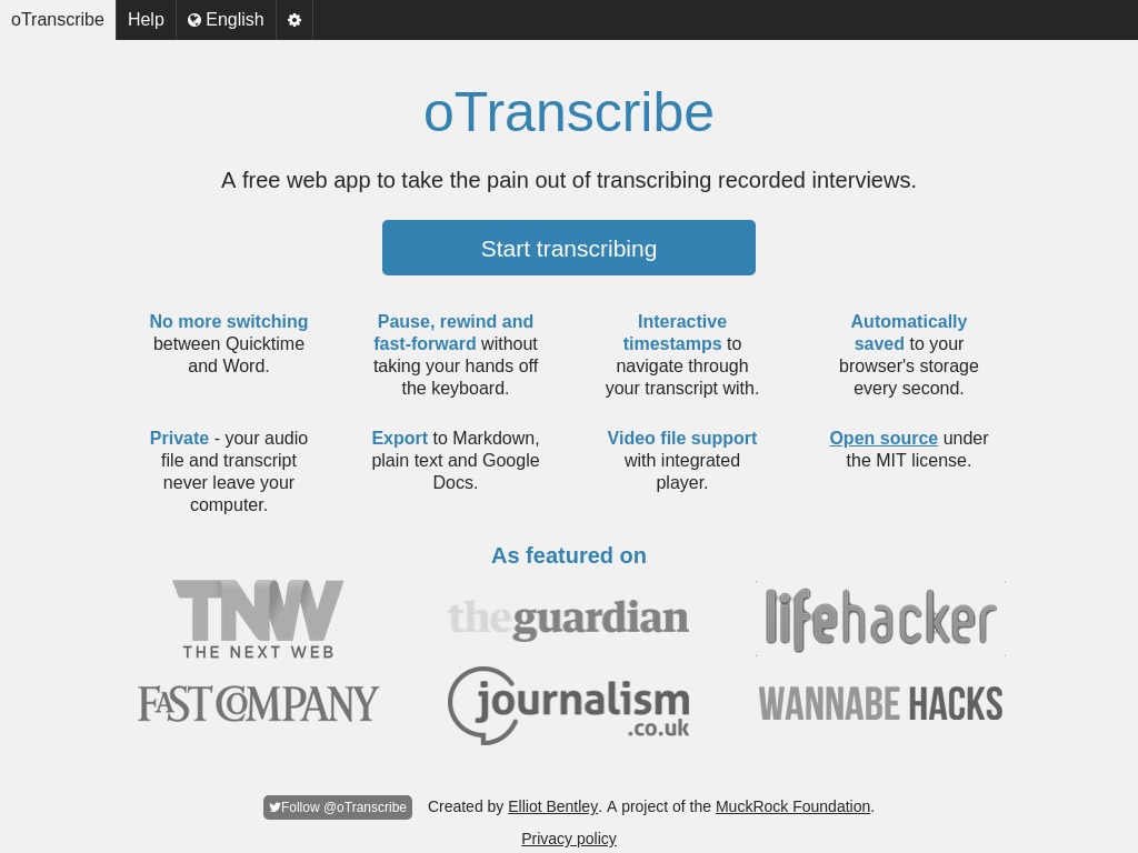 speech to text transcribing video interviews for mac os x