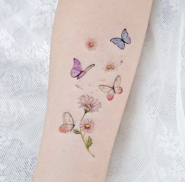 butterfly flower tattoo design