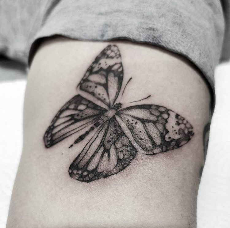 Tattoo uploaded by Ciera  Black  White Butterfly Tattoo  Tattoodo