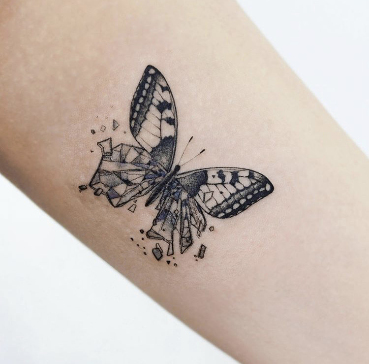 In Progress ButterflySkullFloral Half Sleeve by Bradley Pearce TattooNOW