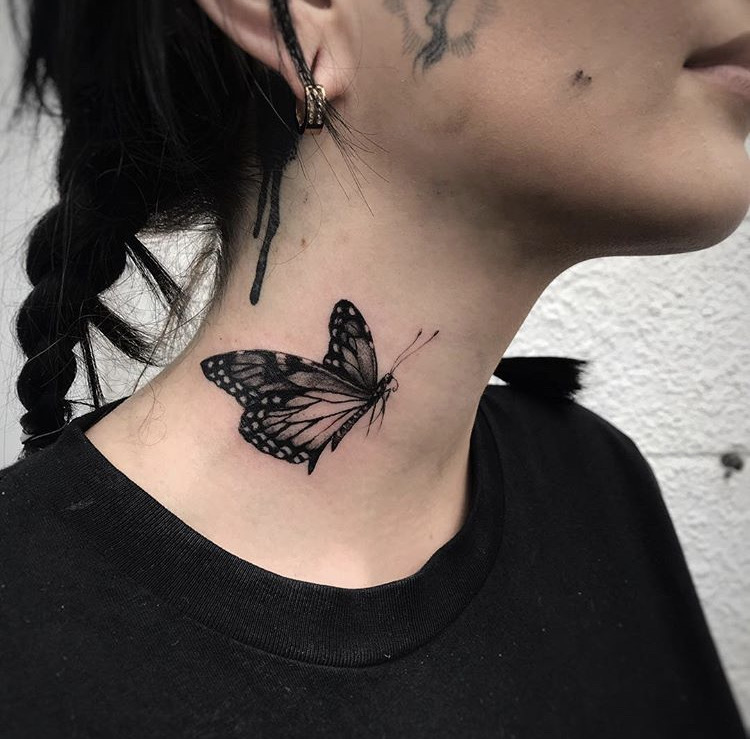 butterfly side tattoos