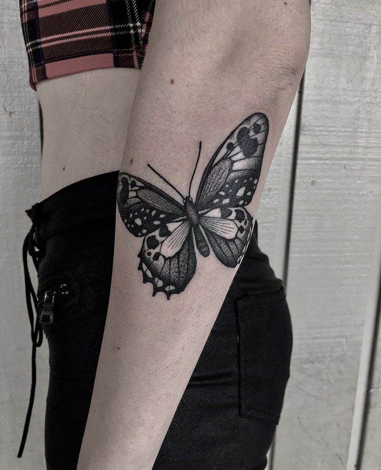 28 Beautiful Black and Grey Butterfly Tattoos  TattooBlend