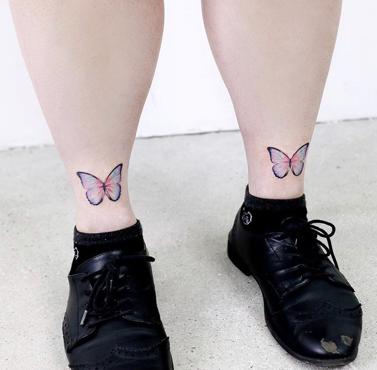 butterfly tattoo on ankle