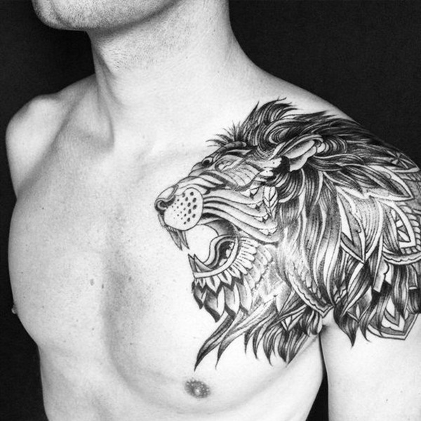 Tattoo tagged with male lion chest black  inkedappcom