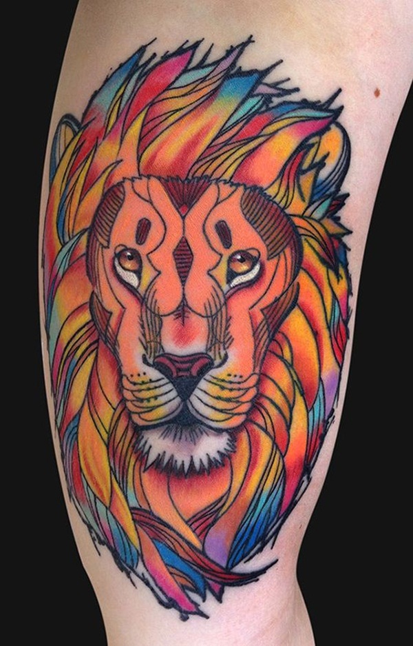 colorful feminine lion tattoos