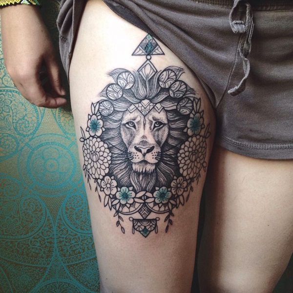 female lion head tattoo