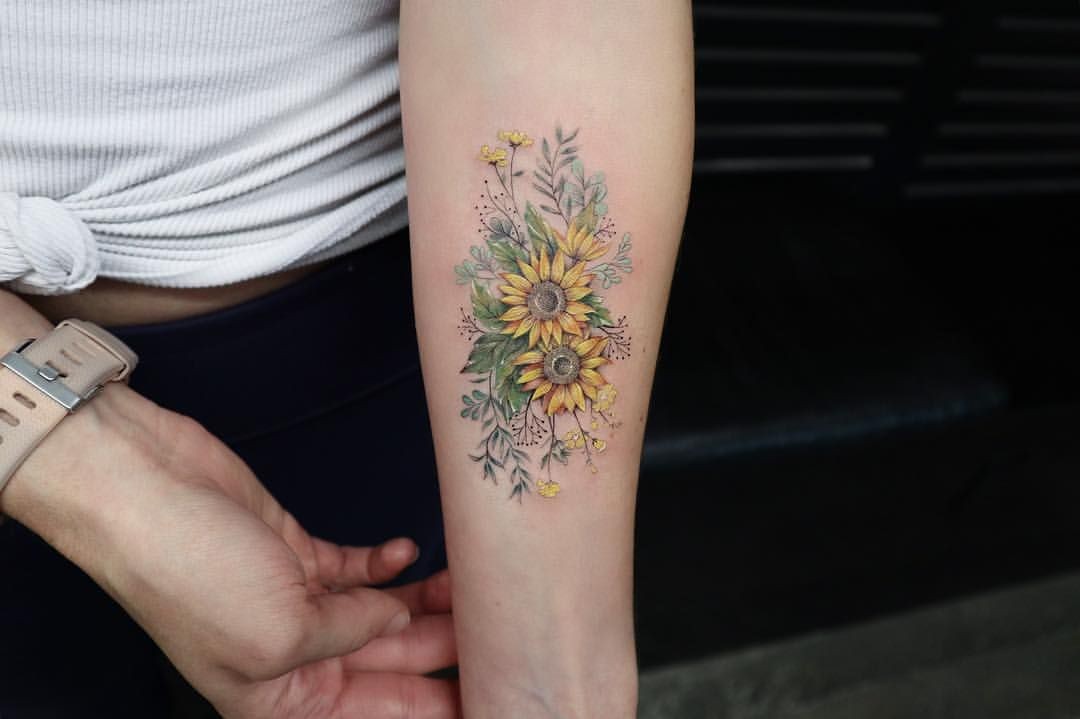 35 Beautiful Sunflower Tattoos for the Bright and Optimistic |  Inspirationfeed