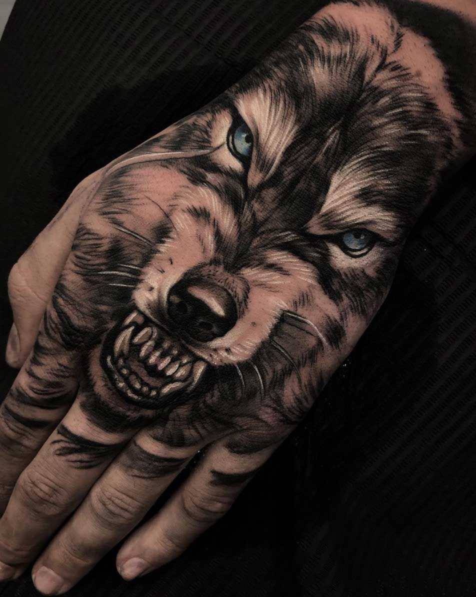 Black alaskan timber wolf tattoo  Charles Crose Custom Tattoos