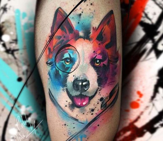 watercolor animal tattoo