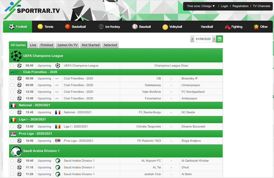 sportrar website screenshot