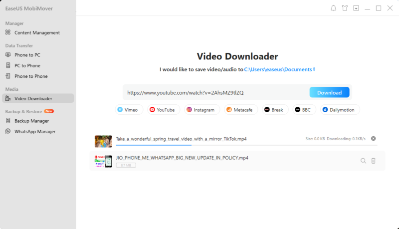 easeus mobimover free video downloader