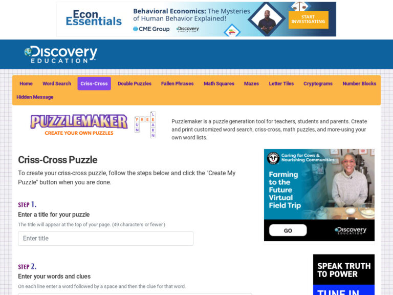 discovery puzzlemaker crossword