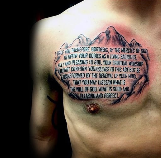 psalms 23 chest tattoo