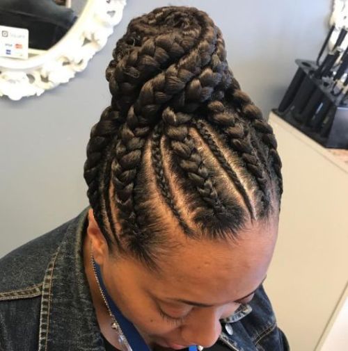 2 french braids for black women