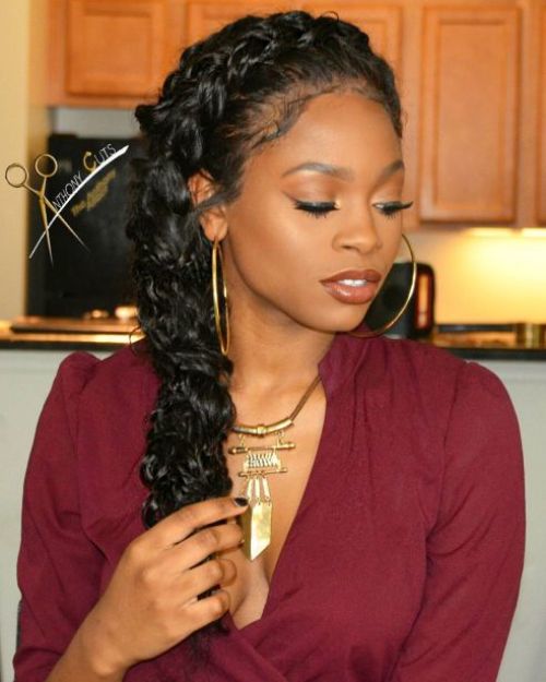 Side Messy Black Braid Via Therighthairstyles 