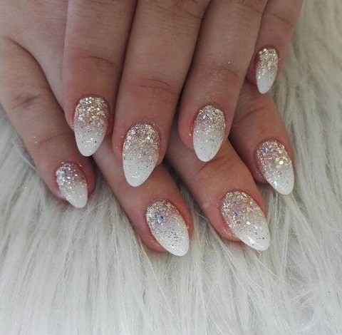 French ombre nails with glitter  37 manicure ideas not just for Christmas